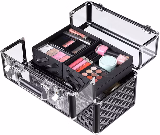 Transparent Acrylic Makeup Beauty Vanity Organiser Professional Cosmetic Case